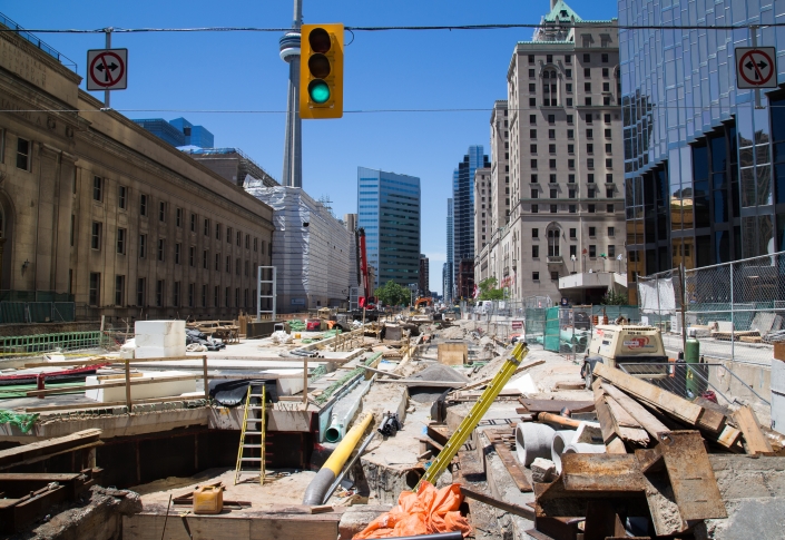 Construction outside Toronto's Union Station